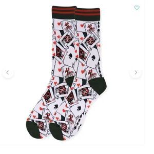 NEW! Poker Playing Cards Men's Novelty Crew Socks Game Jack Queen King Ace Chips
